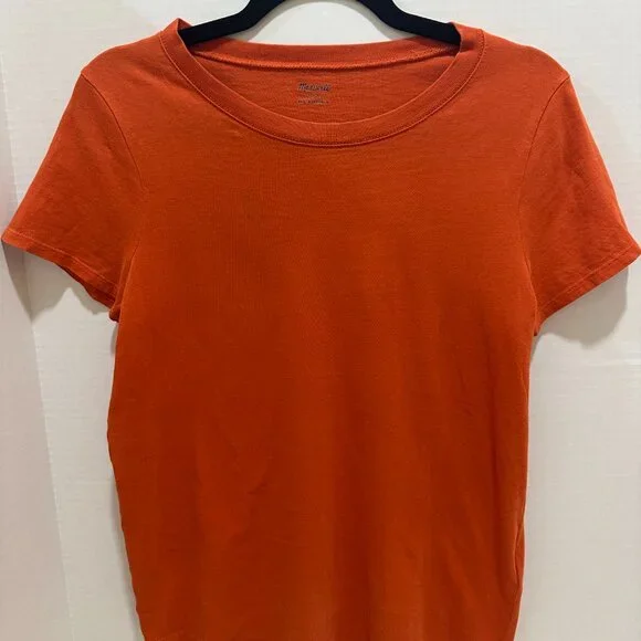 MADEWELL Vinatge Crewneck Cotton T-Shirt Womens Size Sm Burnt Orange Lightweight - Picture 7 of 12